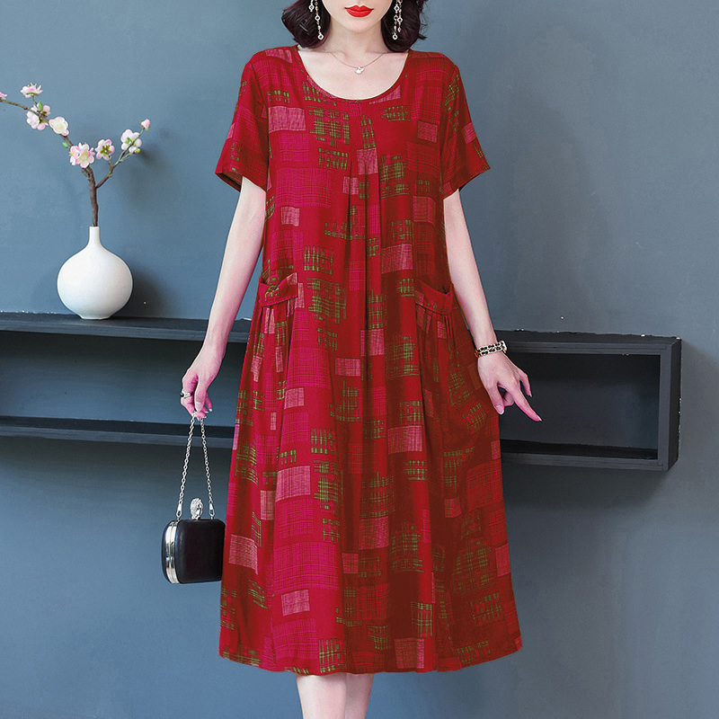 Elegant Summer A-Line Dress | Color: Red | Image 1