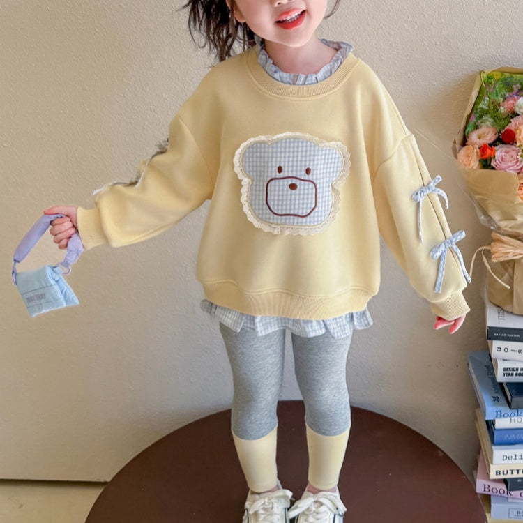 Sweet & Cute Autumn 2-Piece Girls' Pants Suit, Ages 2-9 | Color: Yellow | Image 1