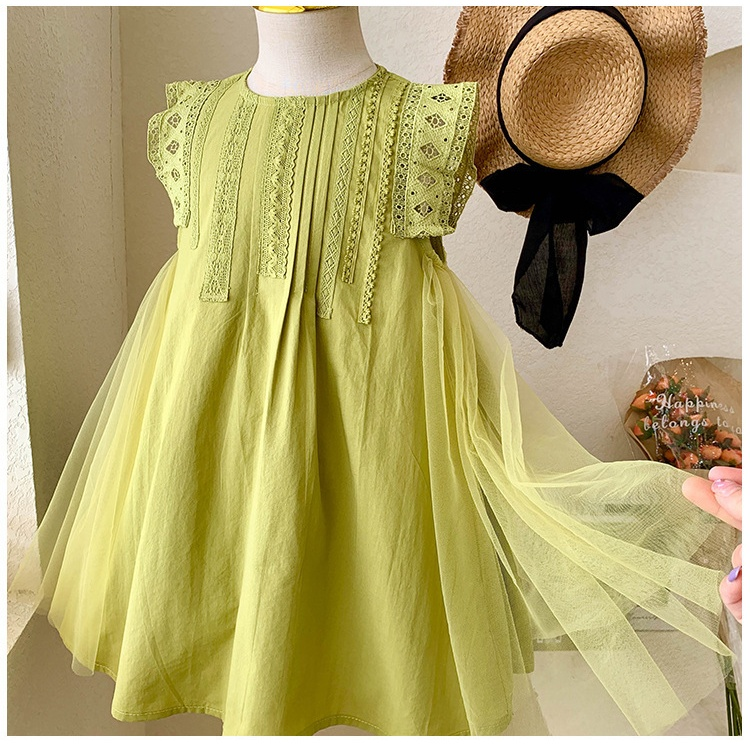 Casual Sporty Summer Girls' A-Line Dress, Ages 2-9 | Color: Green | Image 1