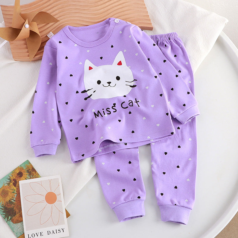 Minimalist Autumn Unisex Kids' Pajama Set, Ages 2-9 | Color: Purple | Image 1