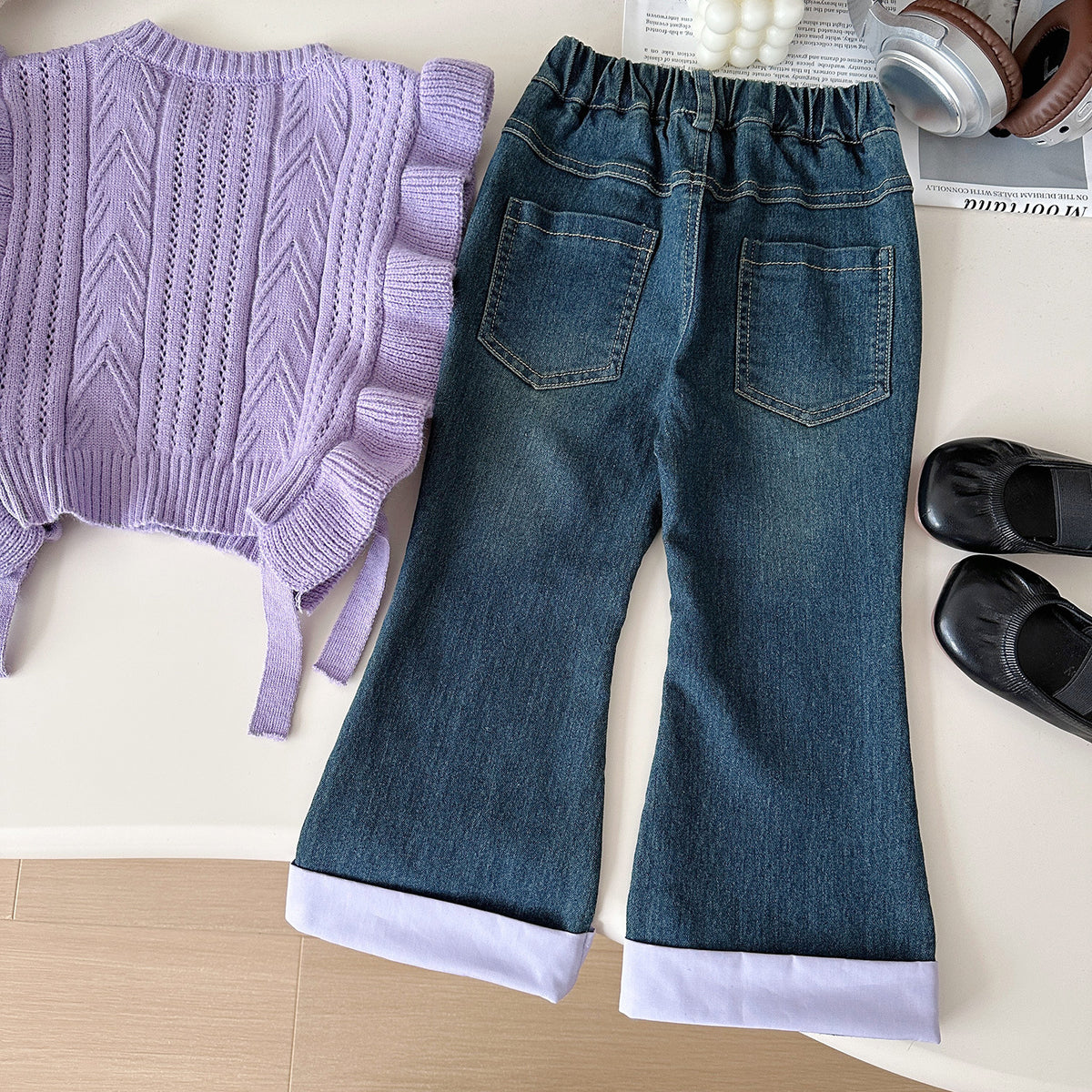 Sweet & Cute Autumn 3-Piece Girls' Pants Suit, Ages 2-9 | Color: Purple | Image 2