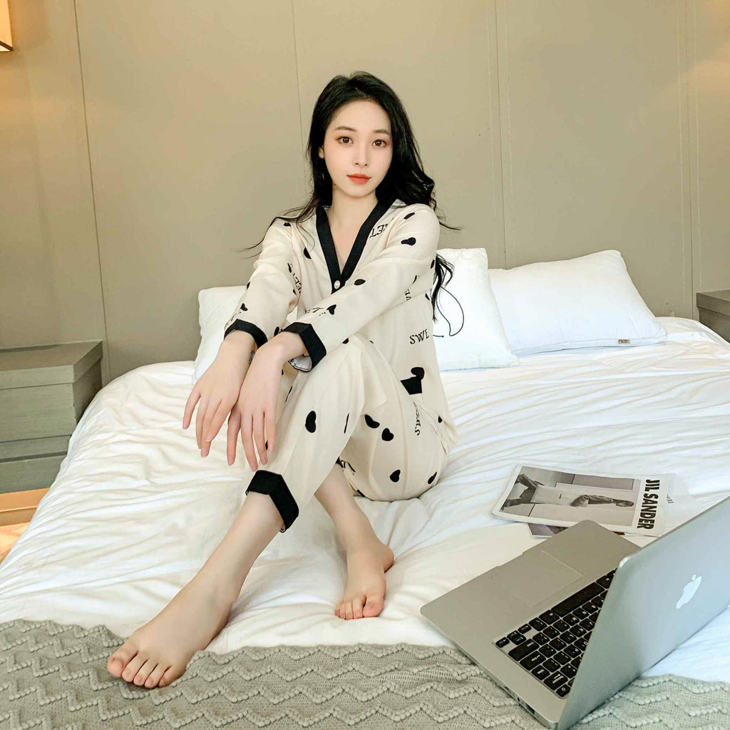 Modern Chic Elegant All-Season 2 Pcs Women 's Long Sleeve Sleep Set | Color: Style 2 | Image 2
