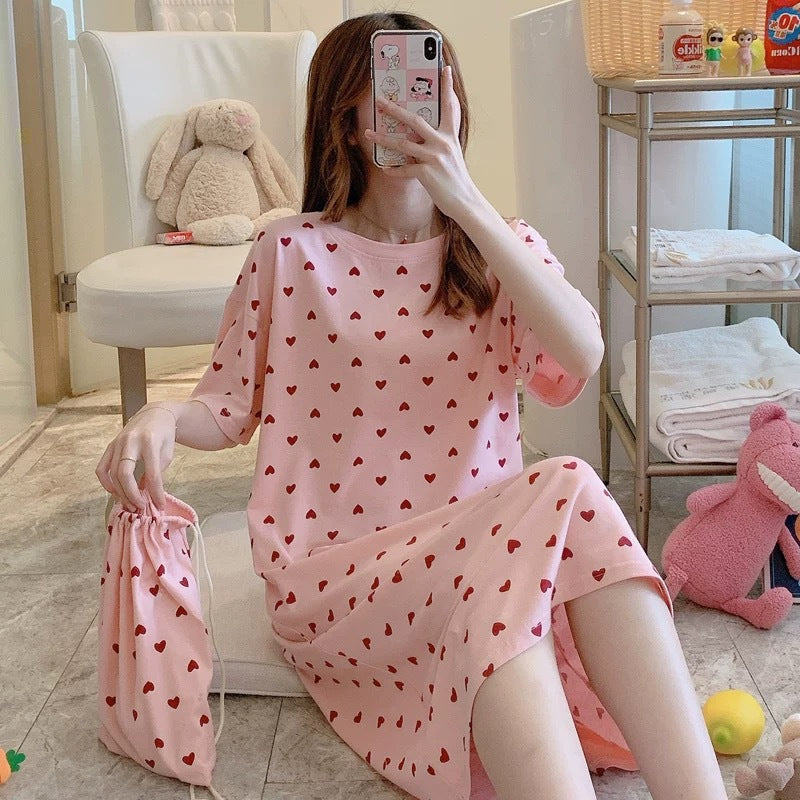 Sweet & Cute Summer Women 's Short  Sleeve Sleep Dress | Color: Style 3 | Image 1