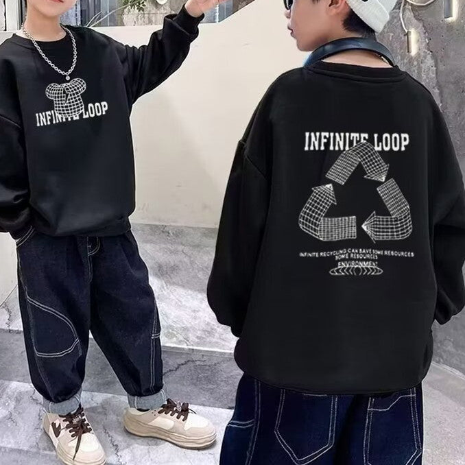 Minimalist Autumn Boys' Sweatshirt, Ages 2-13 | Color: Black | Image 1