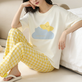 Sweet Feminine Summer 2 Pcs Women 's Short  Sleeve Sleep Set | Color: Style 1 | Image 1