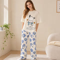Modern Chic All-Season Sweet Feminine Summer 2 Pcs Women 's Short  Sleeve Sleep Set | Color: Style 1 | Image 1