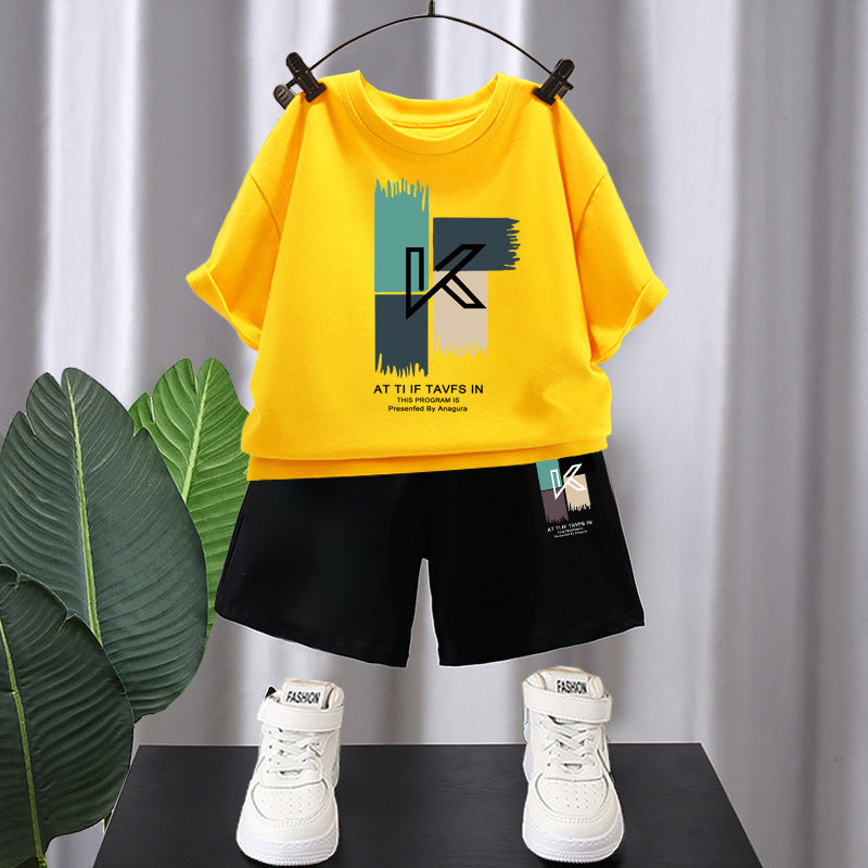 Minimalist Summer 2-Piece Boys' Pants Suit, Ages 2-9 | Color: Yellow | Image 1