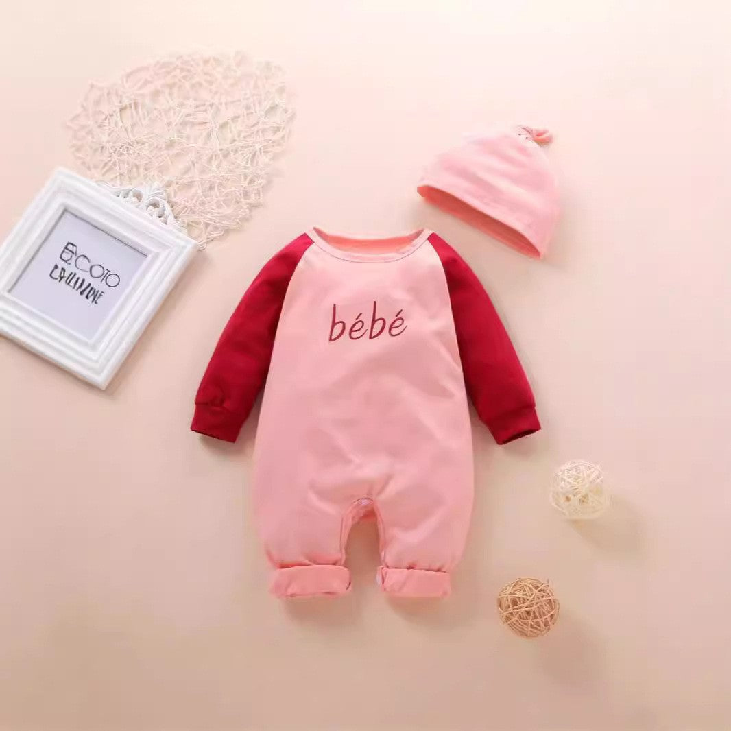 All-Season Sweet & Cute Autumn 2-Piece Baby Girls' Jumpsuit, Ages 1-9 Months | Color: Pink | Image 1