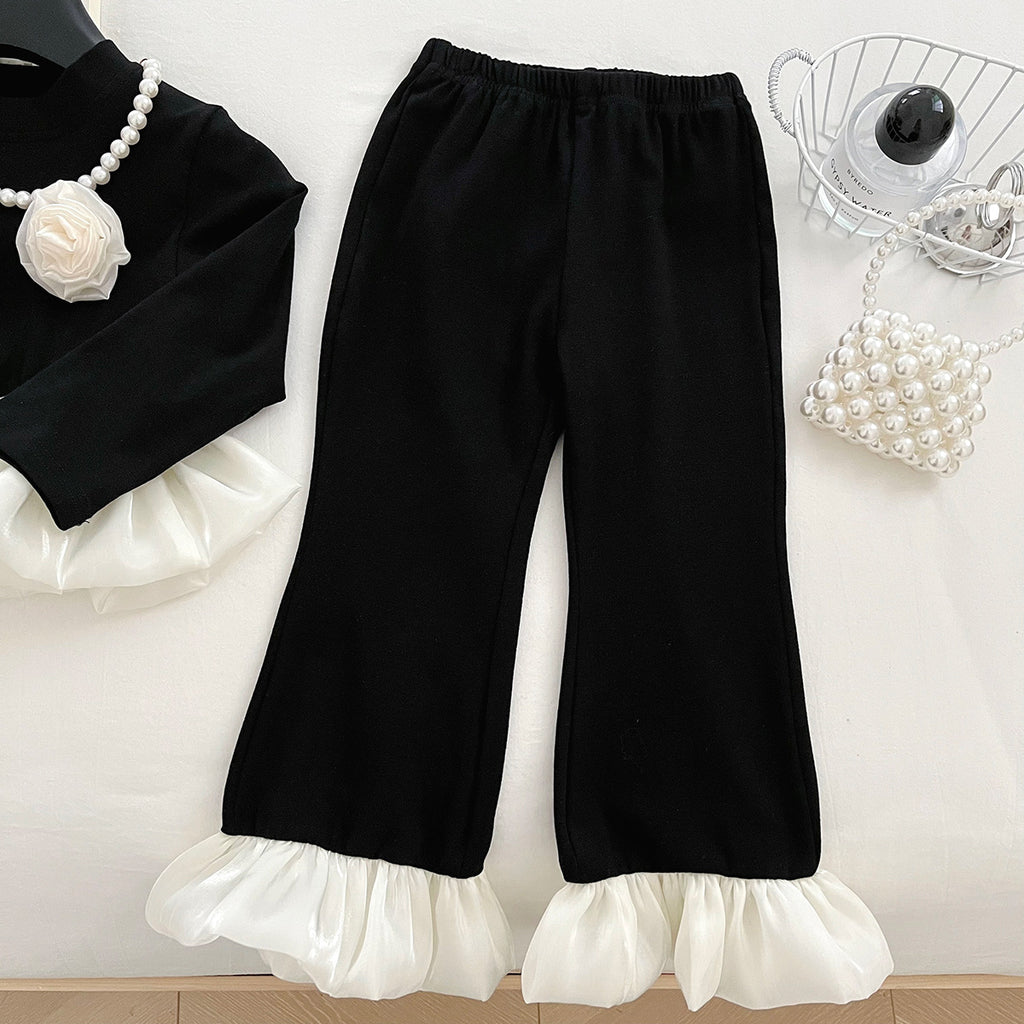 Elegant Autumn 2-Piece Girls' Pants Suit, Ages 2-9 | Color: Black | Image 2