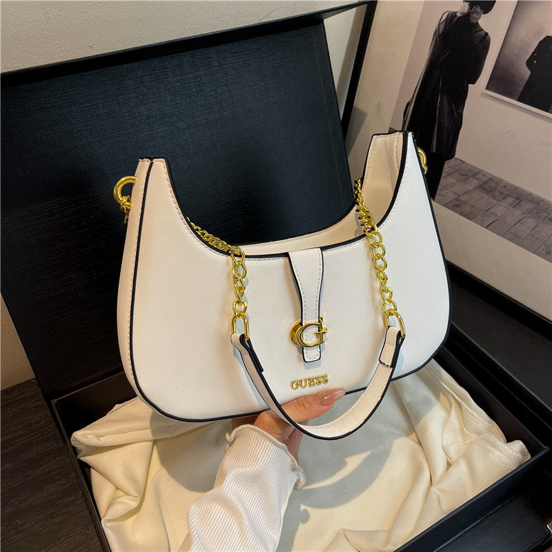 Modern Chic All-Season PU/Artificial Leather/Microfiber Leather, Cloth / Textile Women's Shoulder Bags Underarm Bags | Color: White | Image 1