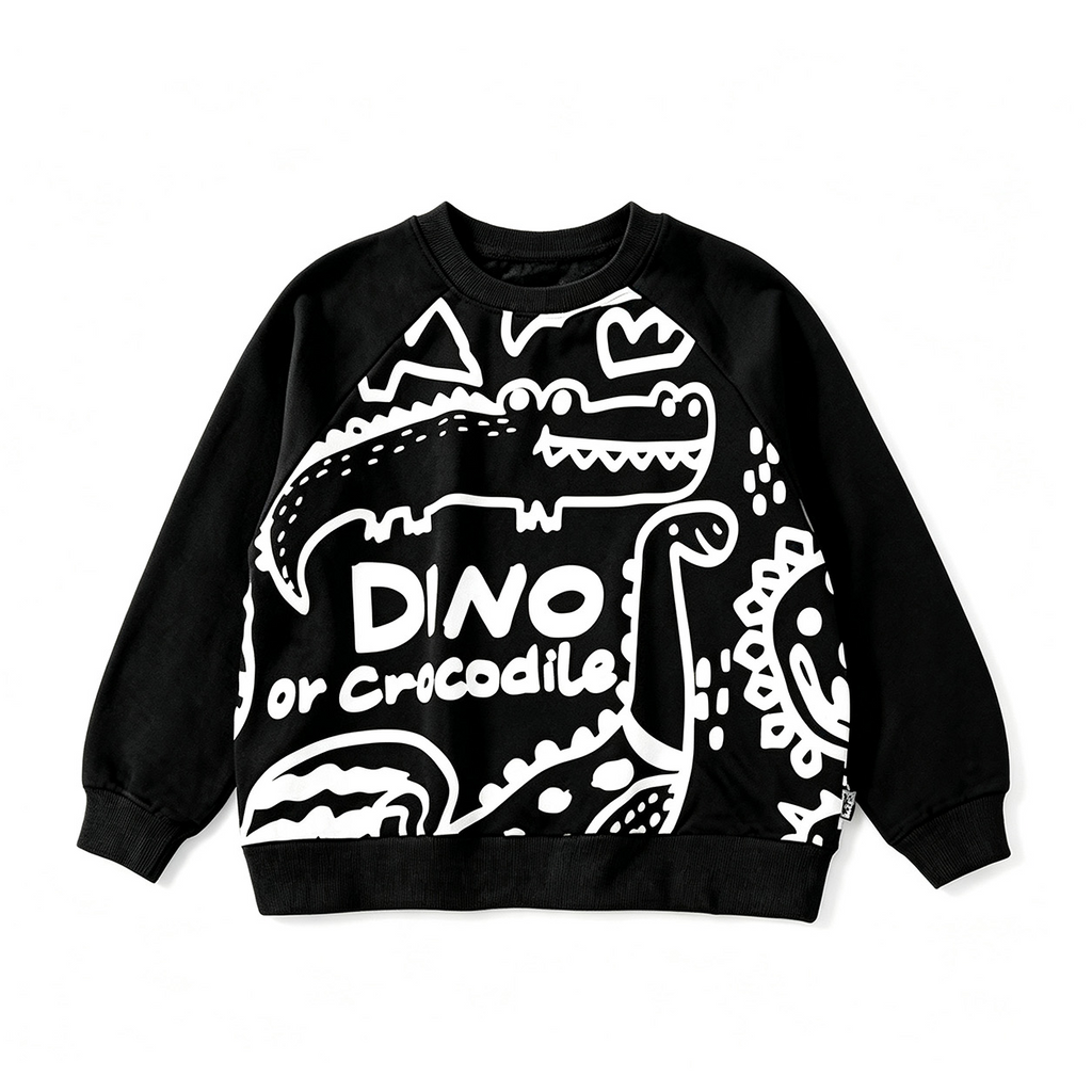 Trendy Autumn Unisex Kids' Sweatshirt, Ages 2-9 | Color: Black | Image 2