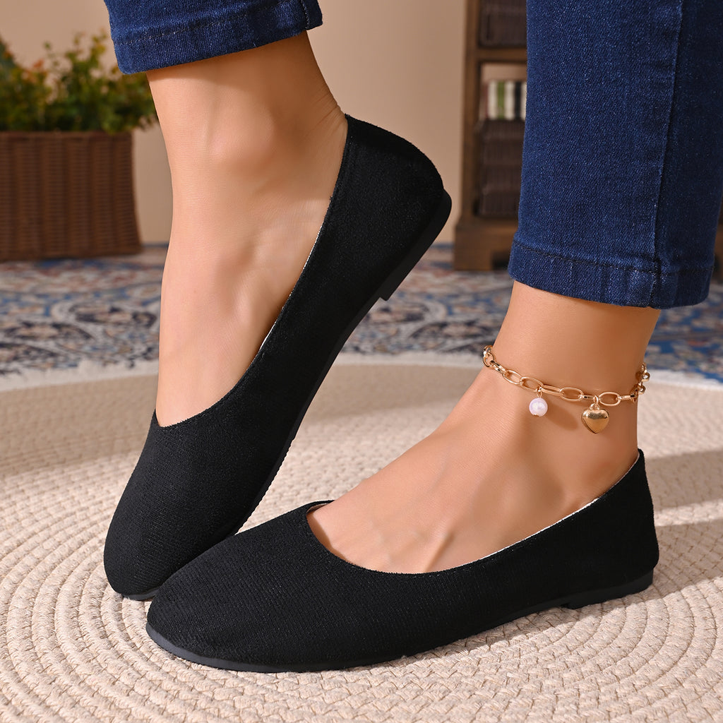 Modern Chic All-Season Cloth / Textile Women's Flat Shoes | Color: Black | Image 1