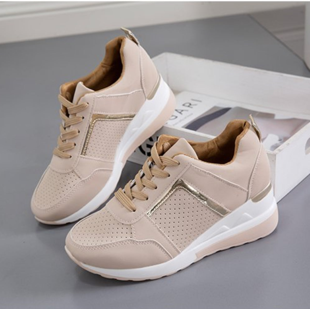 Modern Chic All-Season Others Women's Fashion Sneaker | Color: Light Brown | Image 2