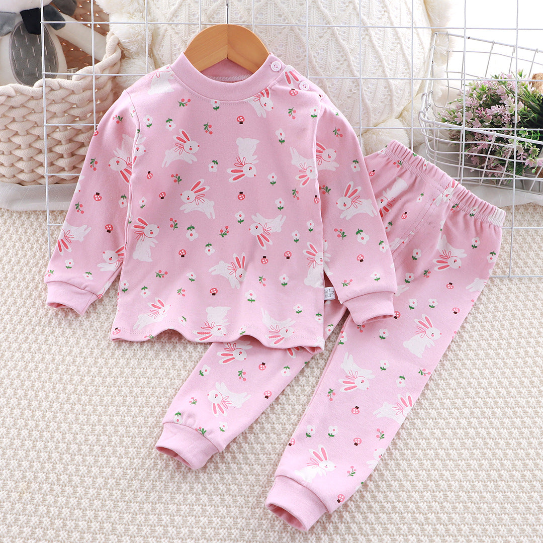 Minimalist Autumn 2-Piece Baby Girls' Pajama Set, Ages 6-24 Months | Color: Pink | Image 1