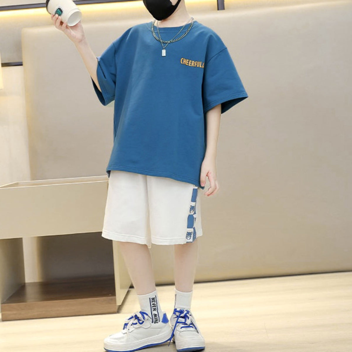 Casual Sporty Summer 2-Piece Boys' Pants Suit, Ages 4-14 | Color: Blue | Image 1