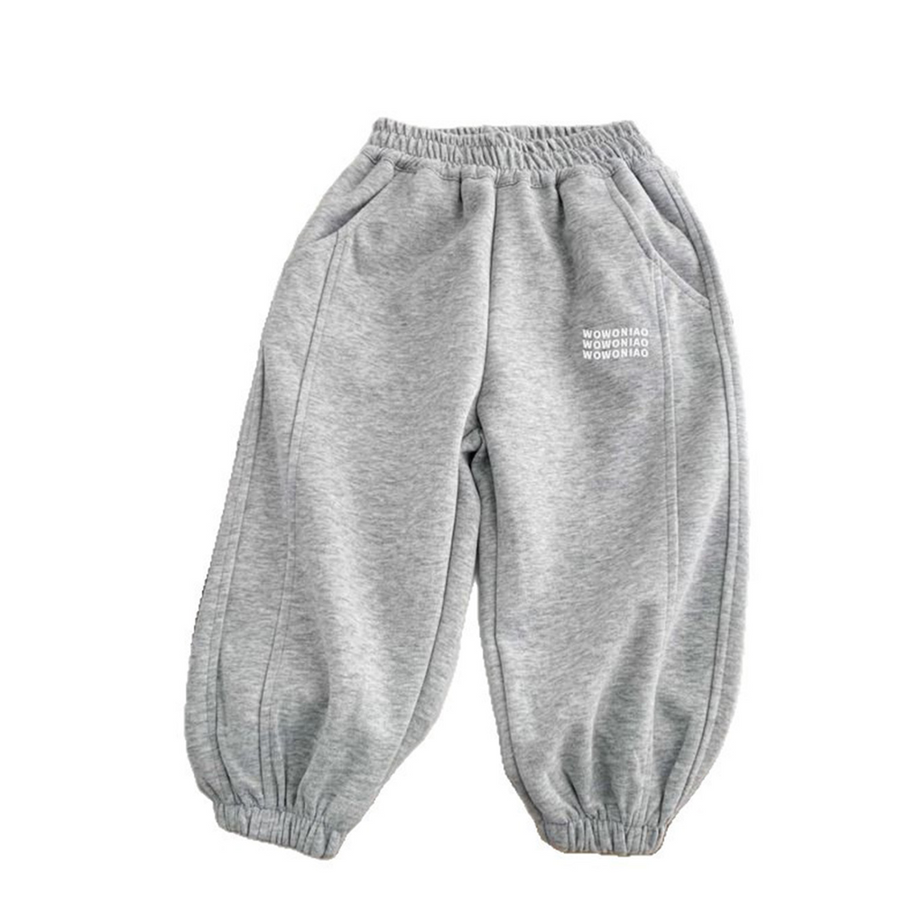 Minimalist Autumn Unisex Kids' Casual Pants, Ages 2-7 | Color: Light Grey | Image 2