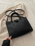 Modern Chic All-Season PU/Artificial Leather/Microfiber Leather Women's Handbags Tote Bags | Color: Black | Image 1
