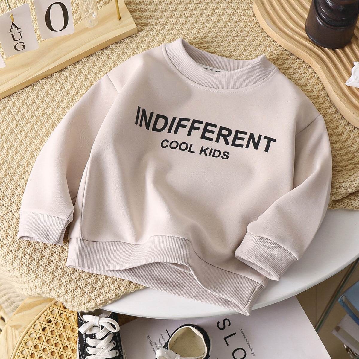 Minimalist Autumn Boys' Sweatshirt, Ages 2-9 | Color: Beige | Image 1