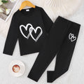 Modern Chic All-Season Minimalist Autumn 2-Piece Unisex Kids' Pants Suit, Ages 2-7 | Color: Black | Image 1