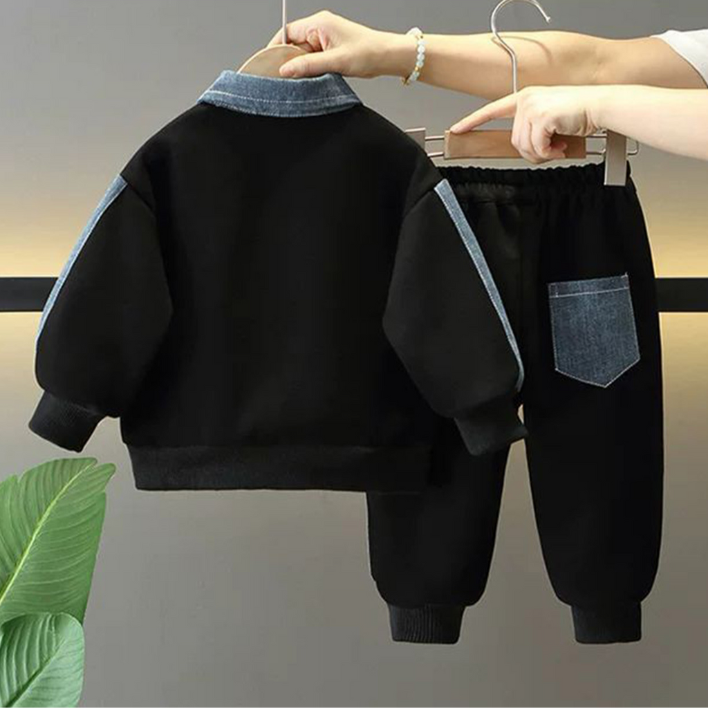 Modern Chic All-Season Trendy Autumn 2-Piece Boys' Pants Suit, Ages 2-13 | Color: Black | Image 2