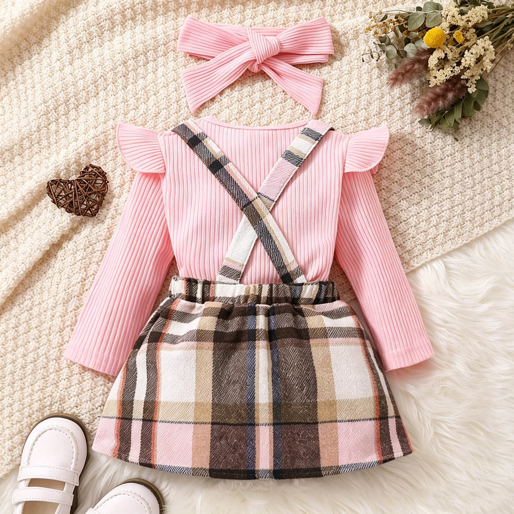 Elegant Autumn 3-Piece Baby Girls' Dress Suit, Ages 0-24 Months | Color: Pink | Image 3