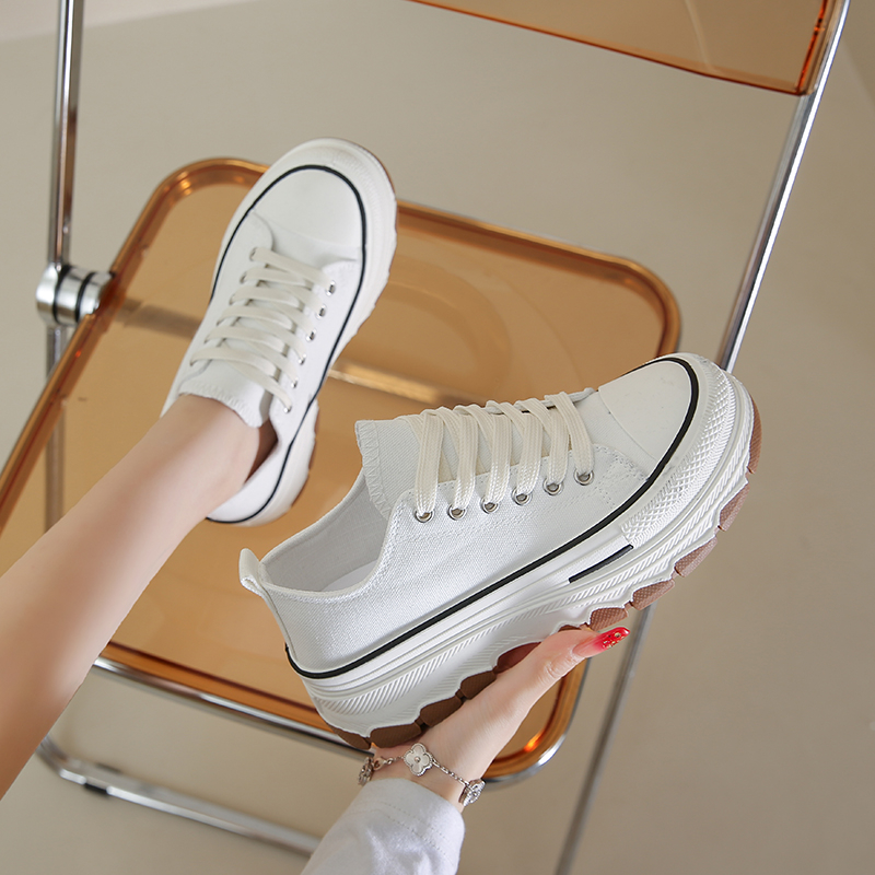 Modern Chic All-Season Denim/Canvas Women's Canvas Shoes | Color: White | Image 1
