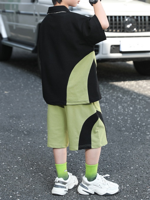 Casual Sporty Summer 2-Piece Boys' Pants Suit, Ages 4-14 | Color: Green | Image 2