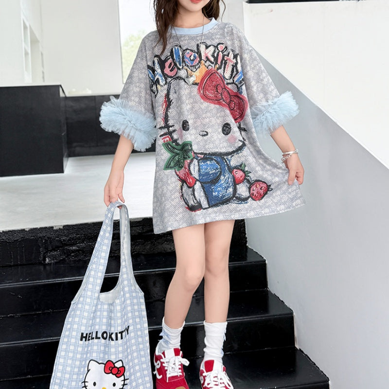 Modern Chic All-Season Casual Sporty Summer Girls' Tee Dress, Ages 3-14 | Color: Grey | Image 2