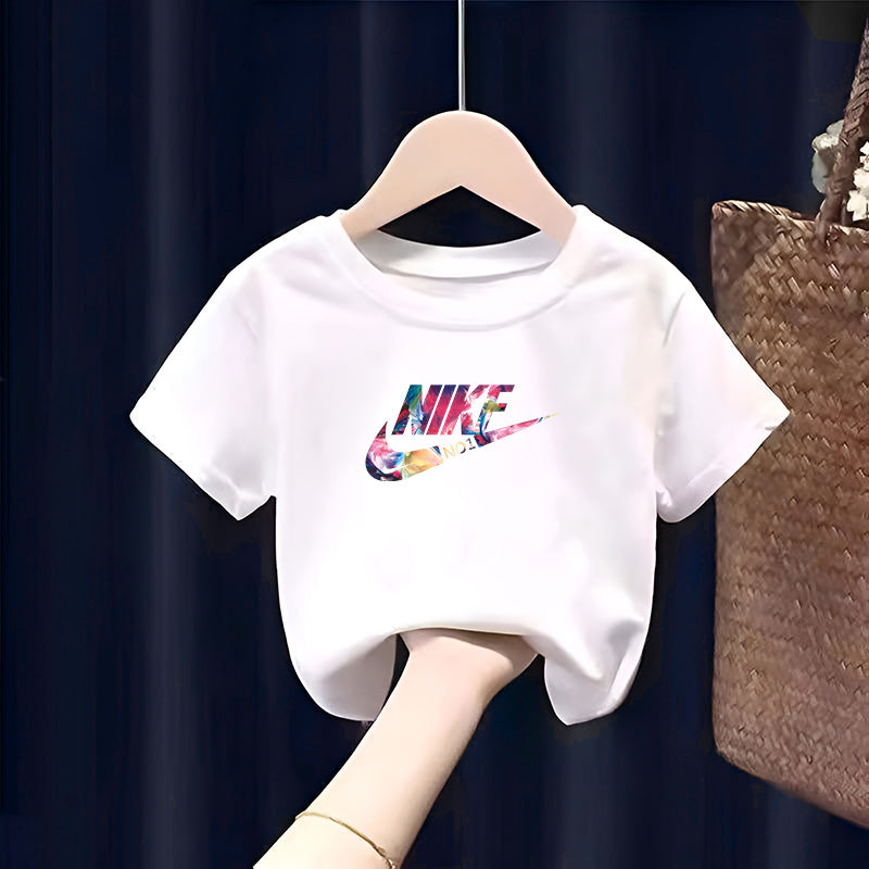 Modern Chic All-Season Minimalist Summer Unisex Kids' T-Shirt, Ages 2-7 | Color: White | Image 1