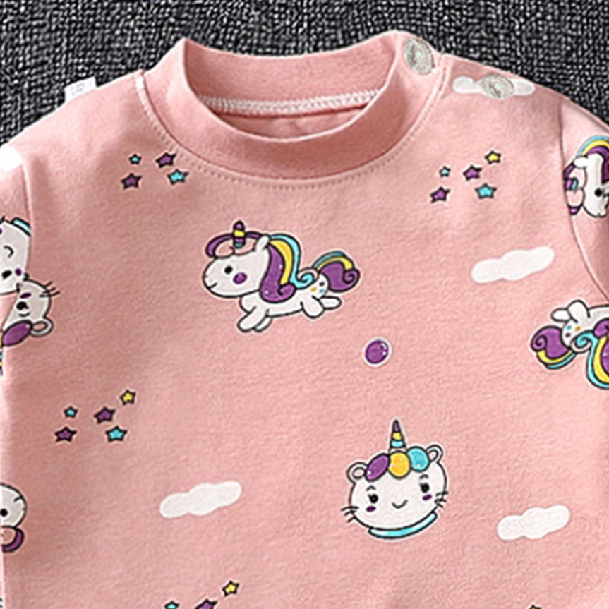 Minimalist Autumn 2-Piece Unisex Baby Pajama Set, Ages 12-24 Months | Color: Pink | Image 2