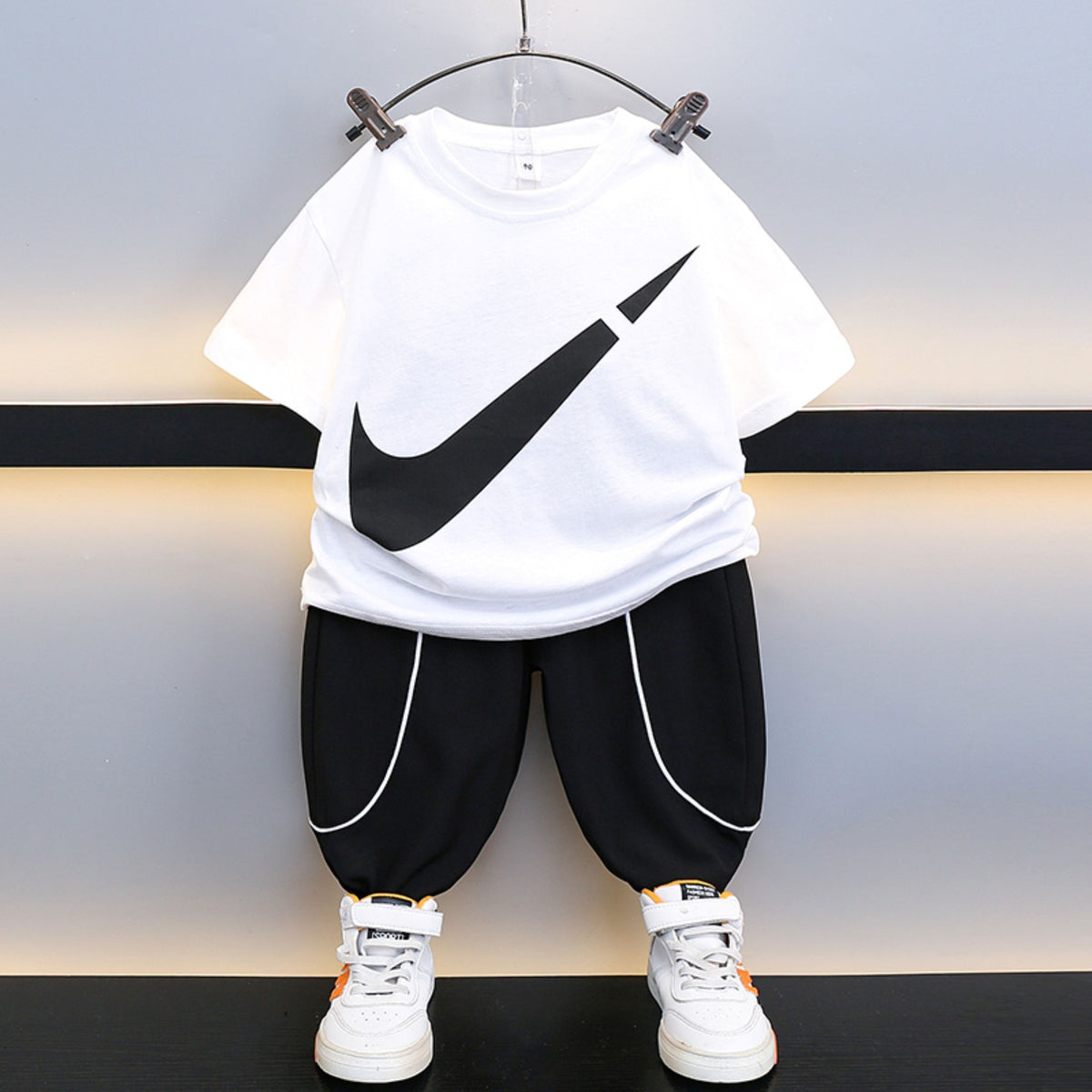 Modern Chic All-Season Minimalist Summer 2-Piece Boys' Pants Suit, Ages 2-9 | Color: White | Image 3