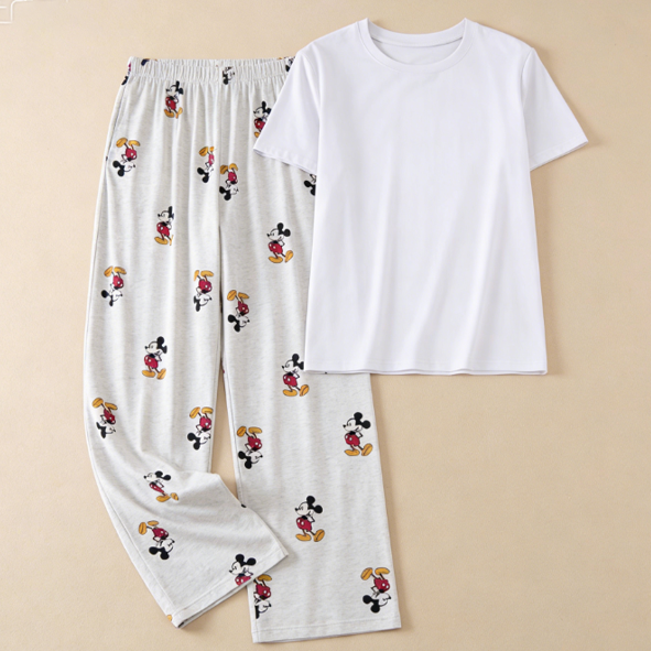 All-Season Sweet & Cute Summer 2 Pcs Women 's Short  Sleeve Sleep Set | Color: Style 2 | Image 3