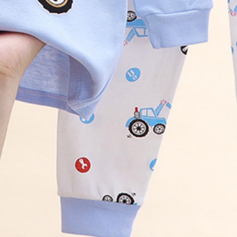 Minimalist Autumn 2 Pcs 2-9years Boys Pajama Sets | Color: Light Blue | Image 2