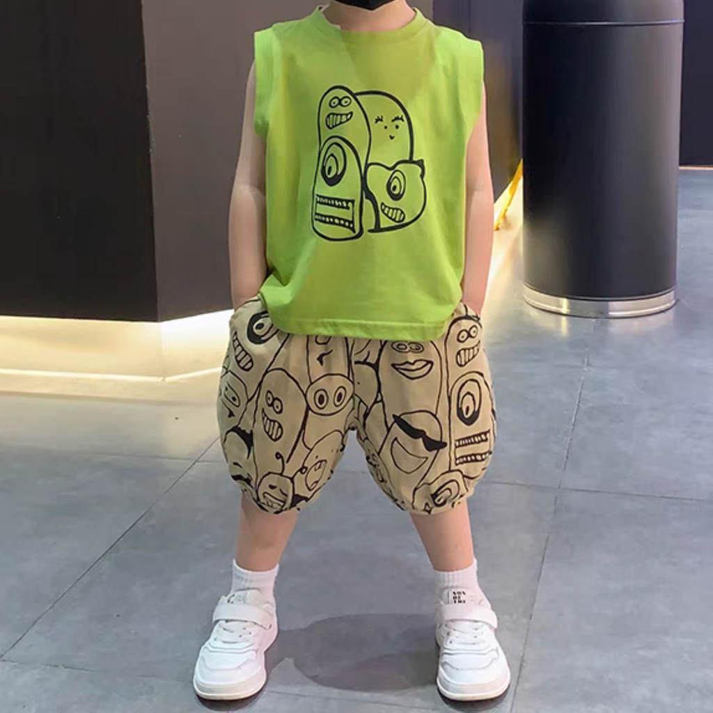 Casual Sporty Summer 2-Piece Boys' Pants Suit, Ages 2-8 | Color: Style 2 | Image 1