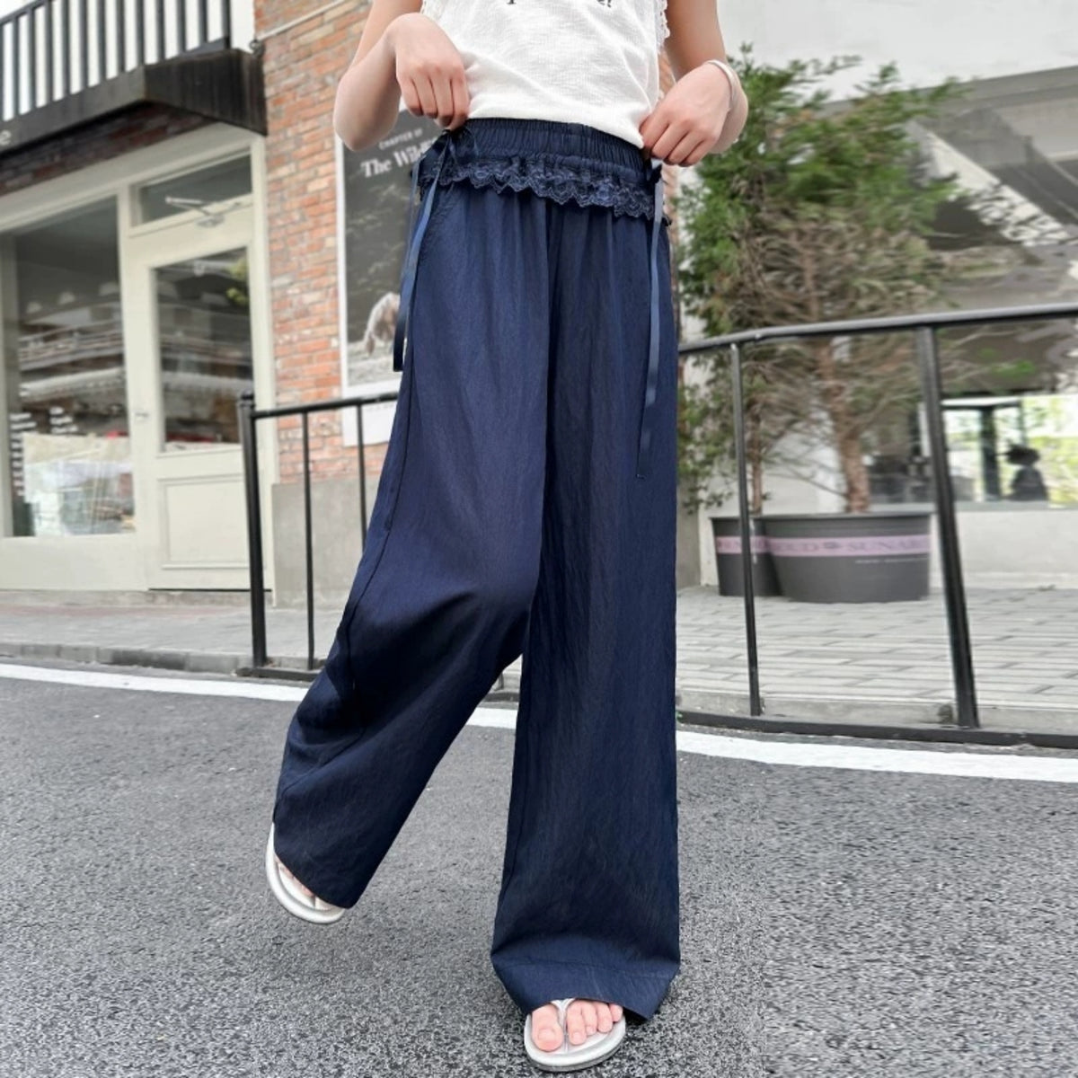 Modern Chic All-Season Casual Sporty Spring Girls' Casual Pants, Ages 3-13 | Color: Navy | Image 2