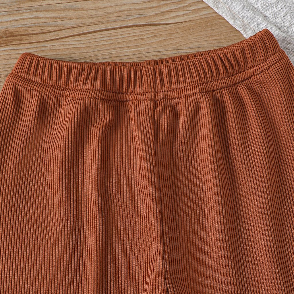 Minimalist Autumn 2-Piece Baby Girls' Pants Suit, Ages 0-24 Months | Color: Brown | Image 3