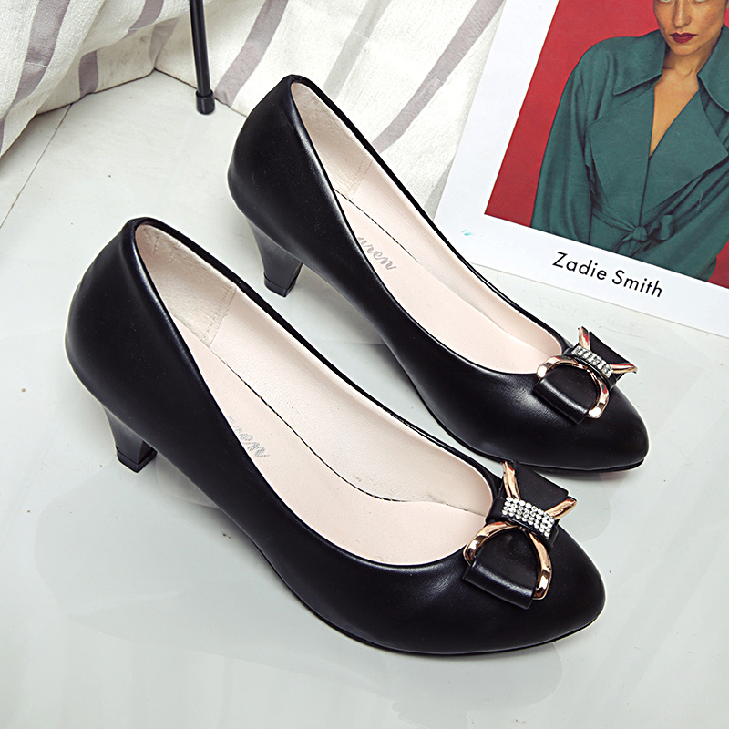Modern Chic All-Season PU/Artificial Leather/Microfiber Leather Women's High Heels | Color: Black | Image 1