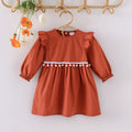 Minimalist Autumn Baby Girls' Dress, Ages 0-24 Months | Color: Red&Brown | Image 1