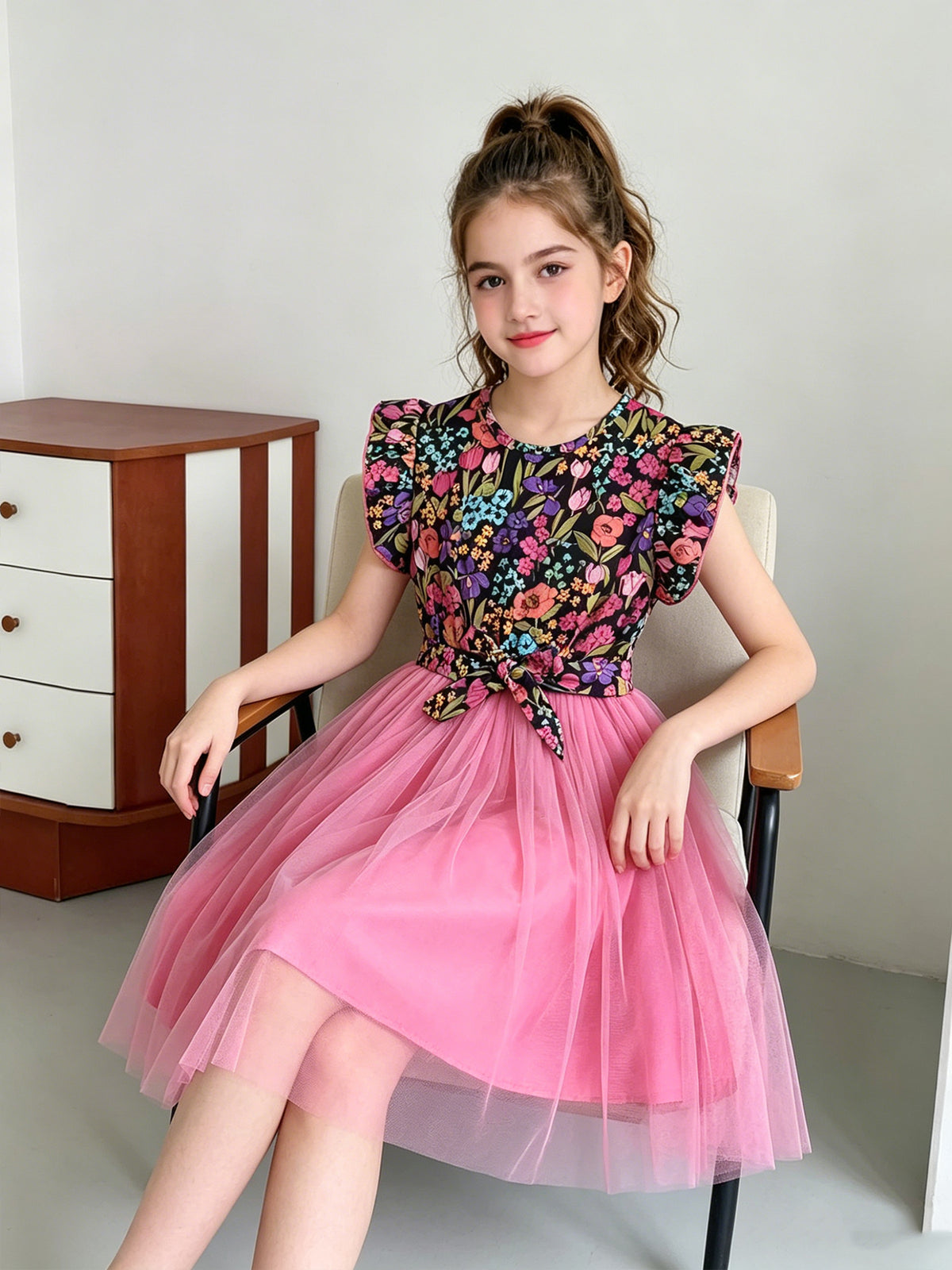 Sweet & Cute Summer Girls' A-Line Dress, Ages 8-12 | Color: Pink | Image 2