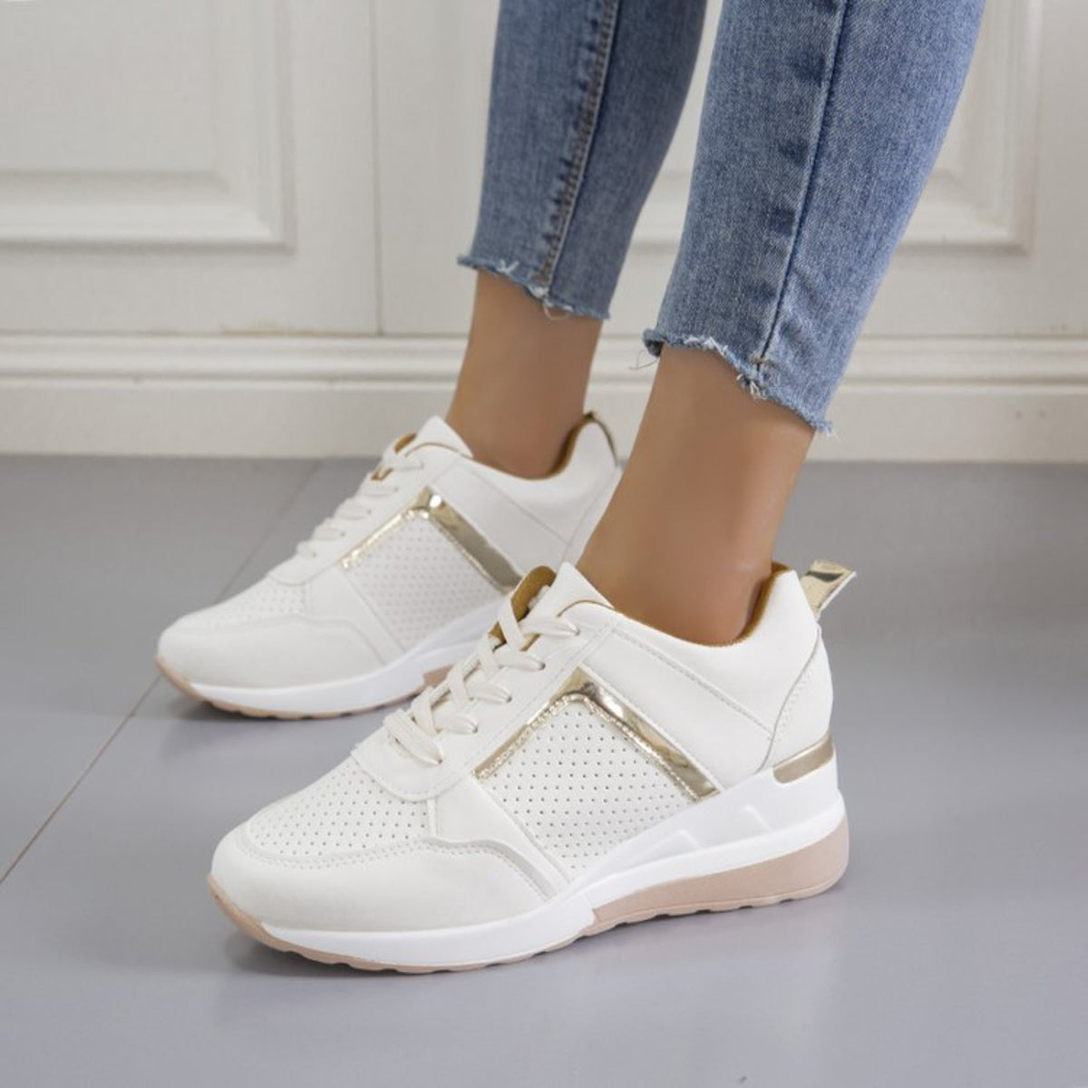 Modern Chic All-Season Others Women's Fashion Sneaker | Color: White | Image 2
