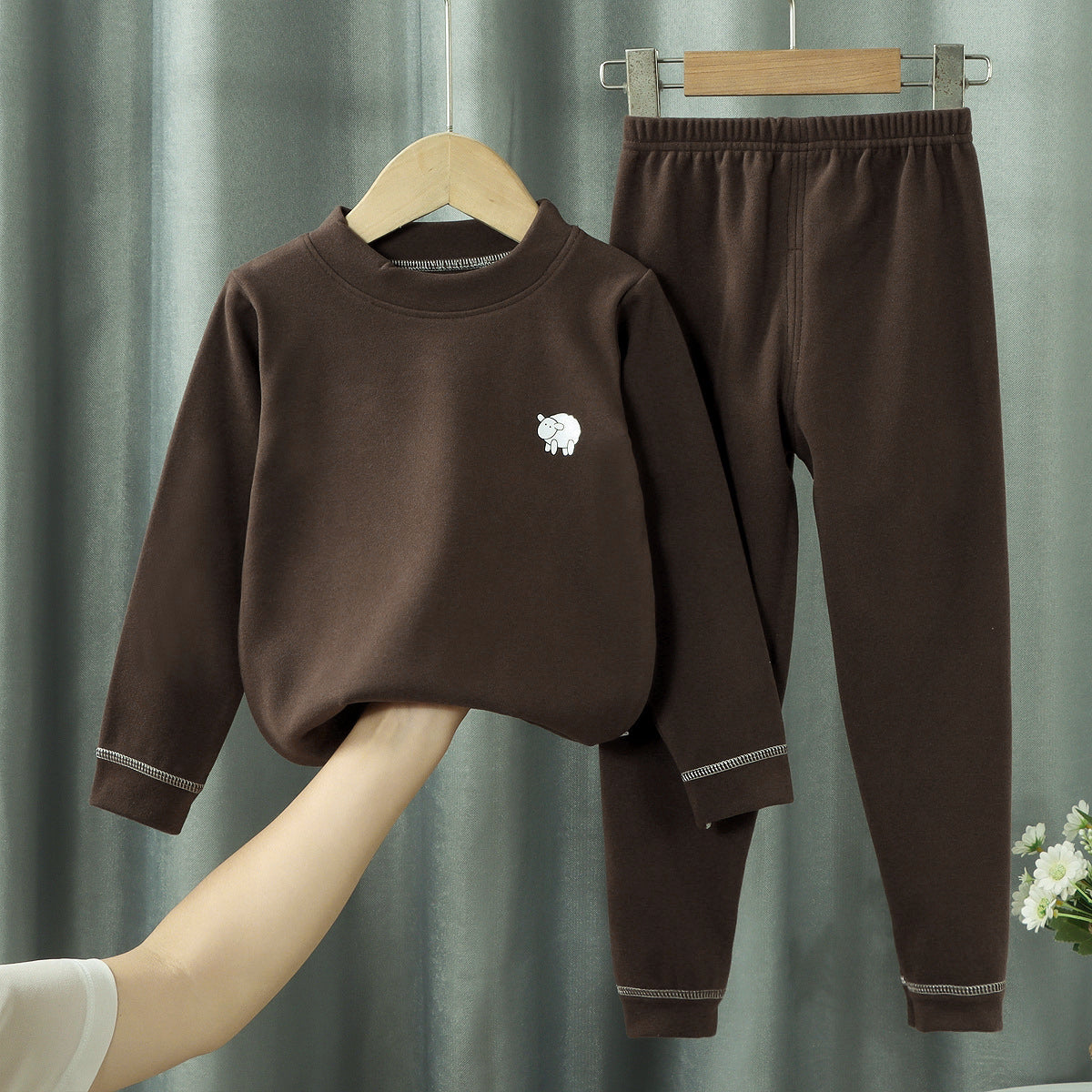 Minimalist Winter 2-Piece Boys' Pajama Set, Ages 2-13 | Color: Coffee | Image 1