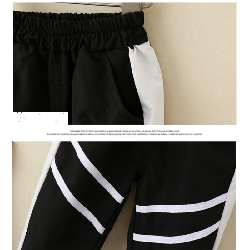 Modern Chic All-Season Casual Sporty Autumn 2-Piece Boys' Pants Suit, Ages 3-11 | Color: Black | Image 3