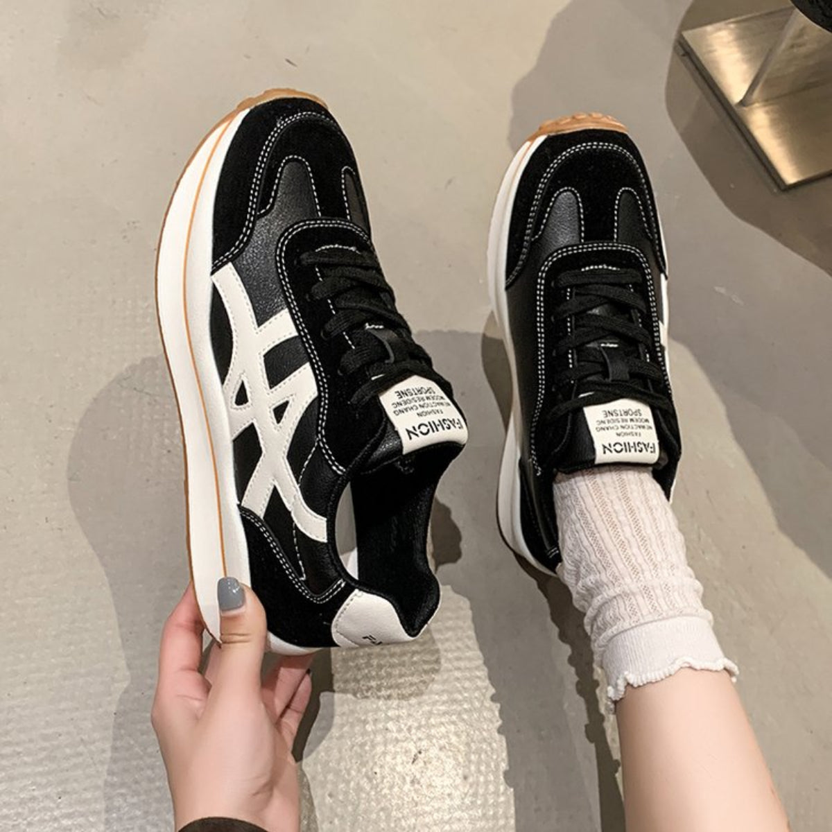 Modern Chic All-Season Others Women's Fashion Sneaker | Color: Black | Image 2