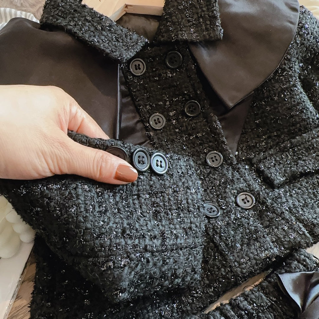 Elegant Autumn 2-Piece Girls' Pants Suit, Ages 2-9 | Color: Black | Image 2