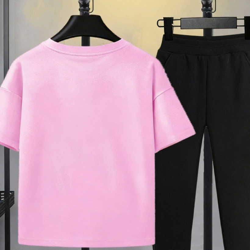 Modern Chic All-Season Minimalist Summer 2-Piece Boys' Pants Suit, Ages 3-14 | Color: Pink | Image 2