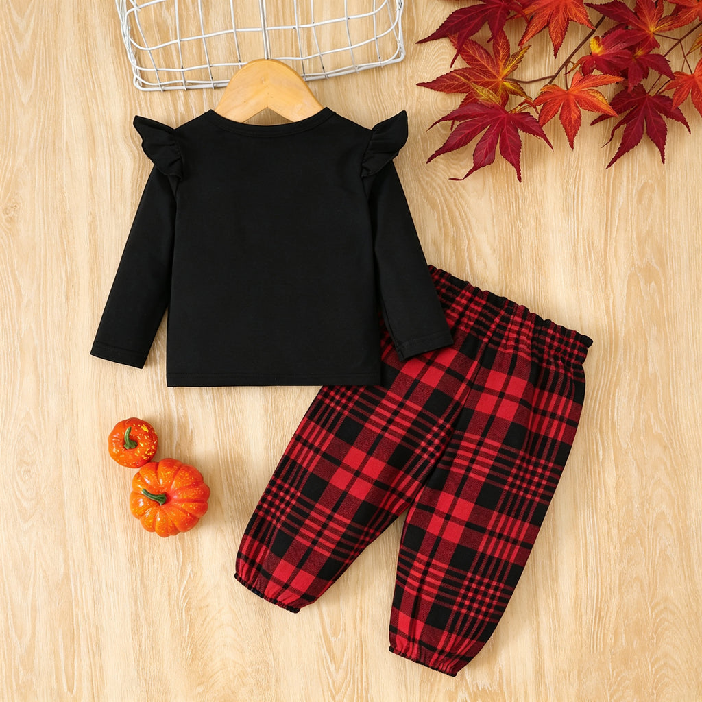 Trendy Autumn 2-Piece Unisex Baby Pants Suit, Ages 0-24 Months | Color: Black | Image 3
