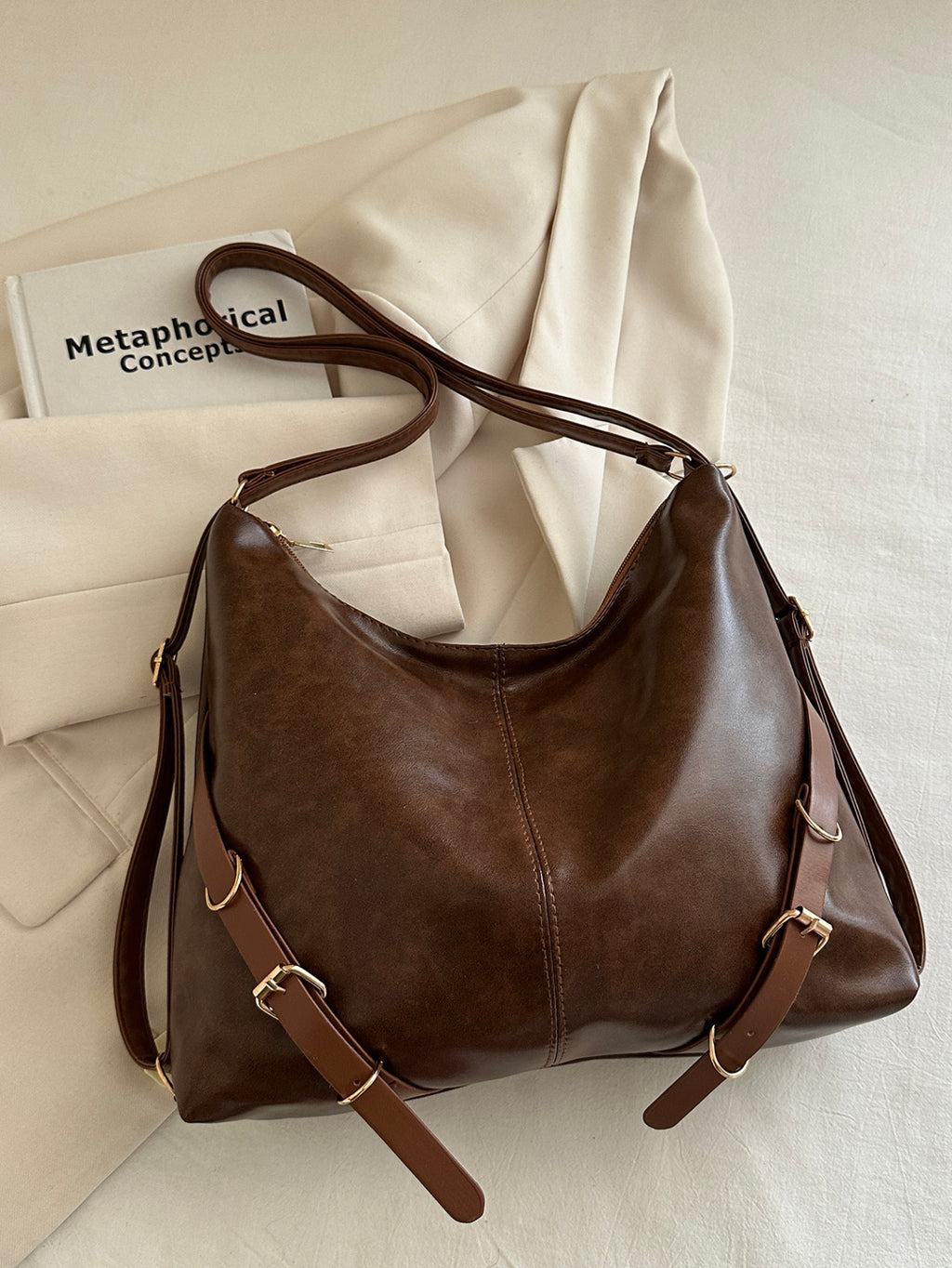 Trendy Autumn PU/Artificial Leather/Microfiber Leather Women's Shoulder Bags Tote Bags | Color: Brown | Image 1