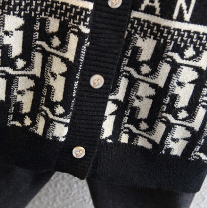 Modern Chic All-Season Trendy Winter Boys' Cardigan, Ages 2-9 | Color: Black | Image 3