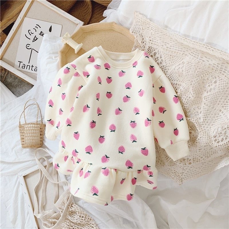 All-Season Sweet & Cute Spring Girls' Hoodie Dress, Ages 2-9 | Color: Pink | Image 3