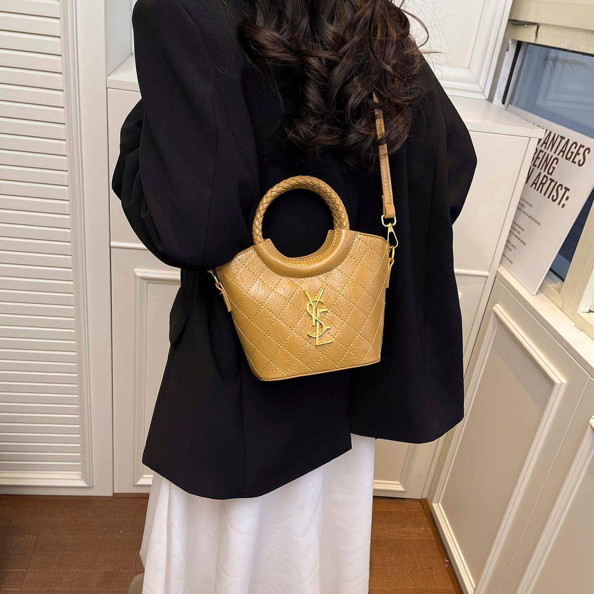 Modern Chic All-Season PU/Artificial Leather/Microfiber Leather, Cloth / Textile Women's Handbags Other Bags | Color: Khaki | Image 2